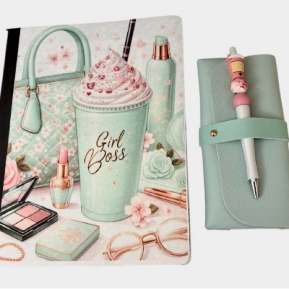 Mint Green 'Girl Boss' Notebook and Pen Set